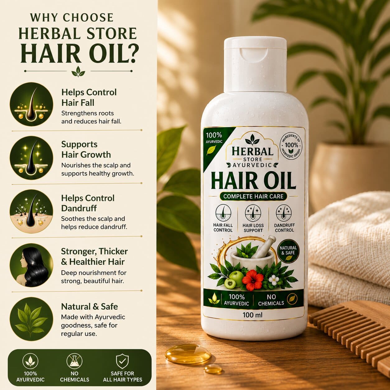 Hair Growth & Hair Fall Control Oil ayurvedic product store